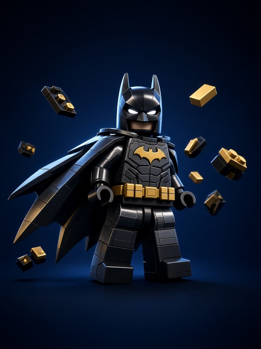 Black and gold block-built night hero